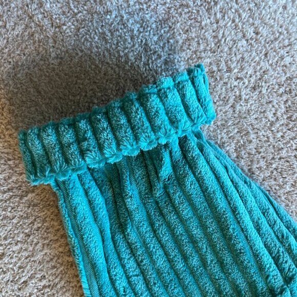 Denim & Co. Sweatshirt Crew Neckline Wide Wale Ribbed Trim Woven Chenille Teal S - Picture 8 of 9